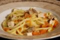 Tonnarelli zucca saltata con cipolla, tofu affumicato e pecorino vegetale